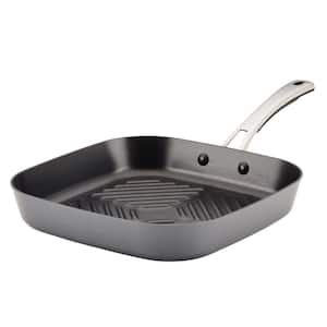 Cook + Create 11 in. Hard Anodized Aluminum Nonstick Deep Grill Pan in Black