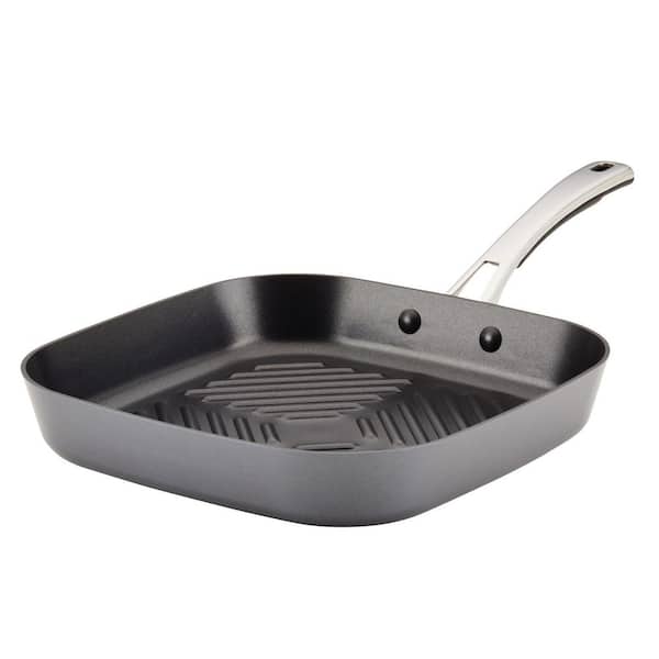 Rachael Ray Cook + Create 11 in. Hard Anodized Aluminum Nonstick Deep Grill Pan in Black