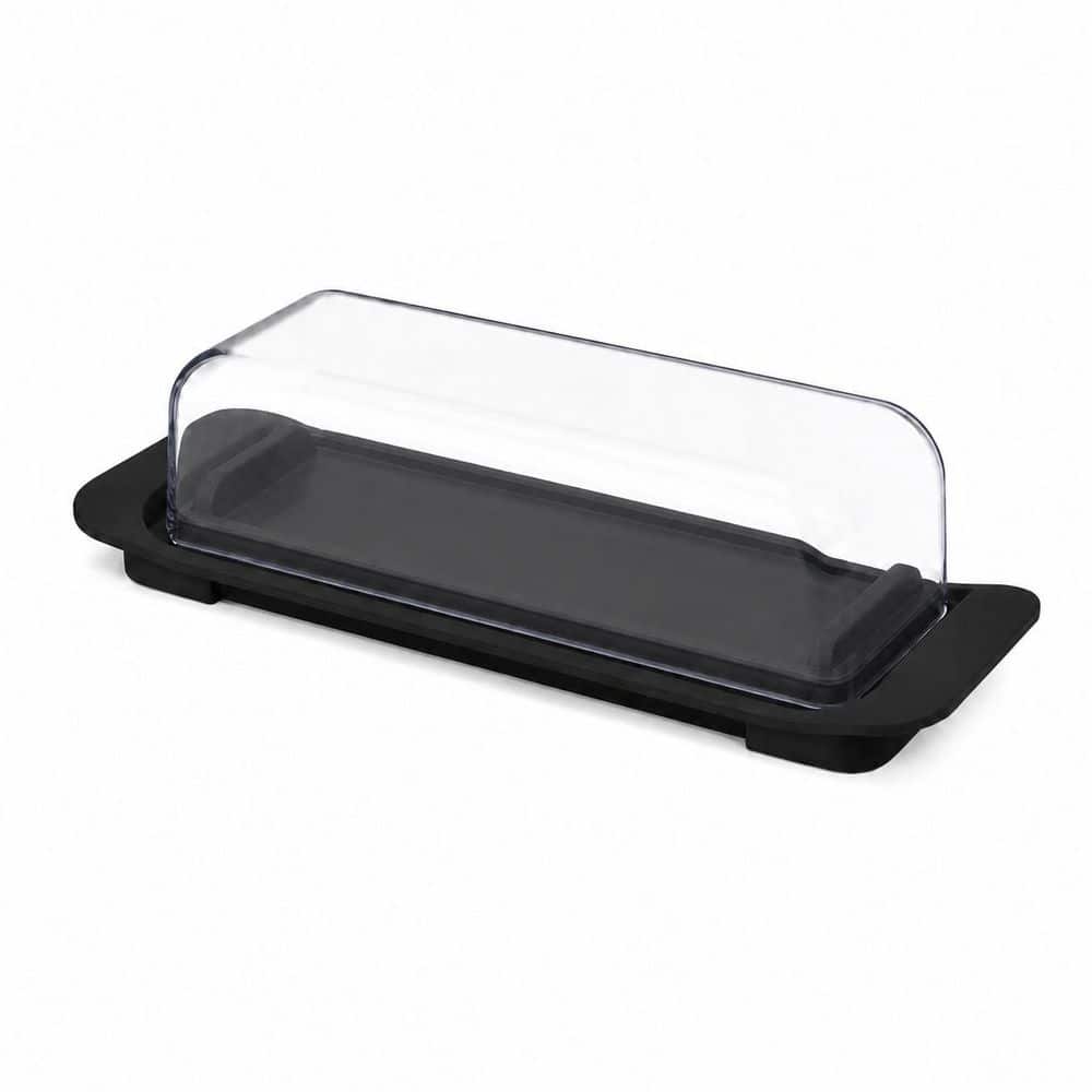 Airtight Plastic Butter Dish with Lid, Butter Keeper for Countertop and Refrigerator Door Shelf, Black