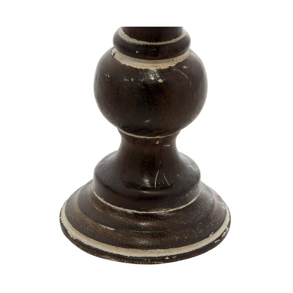 Radiant Glow Traditional Dark Brown Mango Wood Candle Holder Set of 3