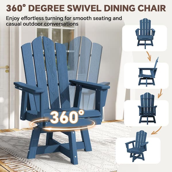 JEAREY HDPE Outdoor Swivel Dining Chair Navy HDPE Frame Swivel