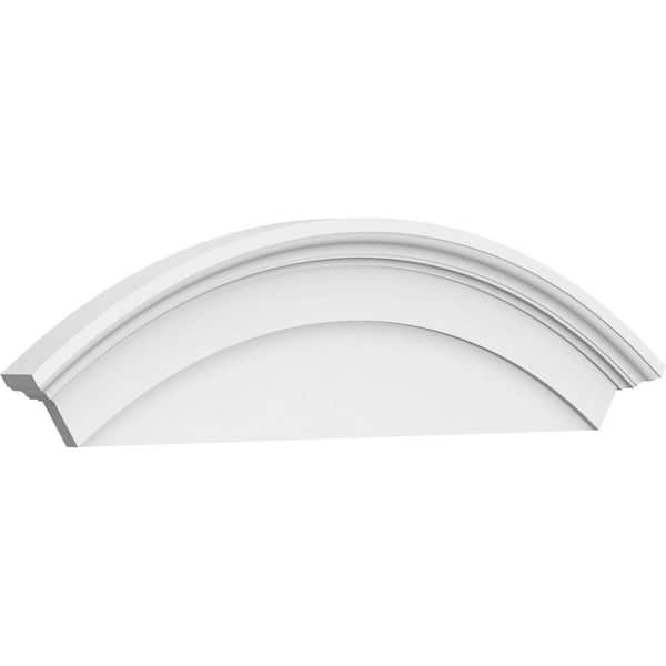 Ekena Millwork 48 in. W x 14 in. H x 2-3/4 in. P Arched Signature Urethane Pediment, Primed Tan