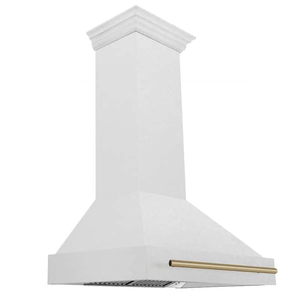 Autograph Edition 36 in. Satin Stainless Steel Wall Mount Range Hood with Champagne Bronze Handle