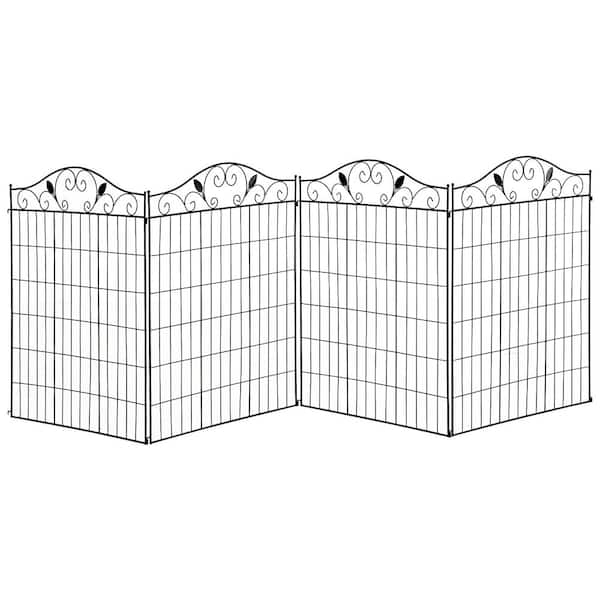 44 in. Steel Garden Fence in Black