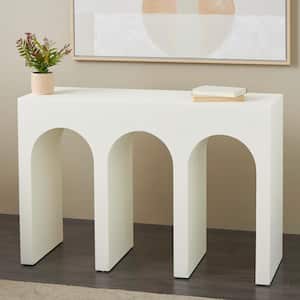47 in. White Half-Circle Wooden Art Deco Arched Cutout Console Table