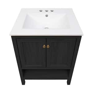 Chateau 24" Freestanding Bathroom Vanity in Black Oak with 3-Hole Centerset Sink Top