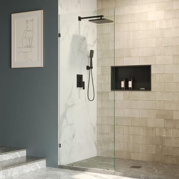 DEERVALLEY 32 in. W x 78 in. H Frameless Fixed Single Panel Shower Door in Silver with 3/8 in. (10mm) Clear Glass