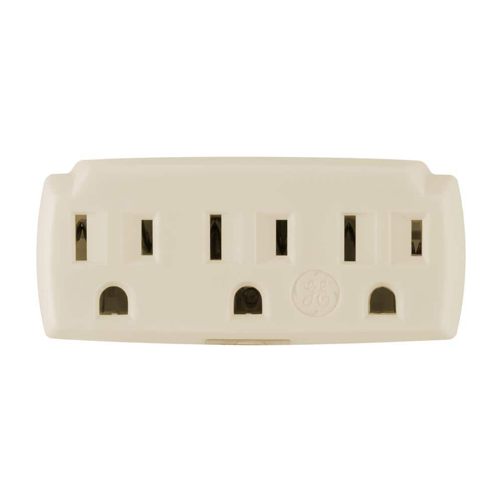 GE 15 Amp 125-Volt AC Grounding 3-Outlet Adapter, Almond 54195 - The ...