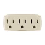 15 Amp 125-Volt AC Grounding 3-Outlet Adapter, Almond