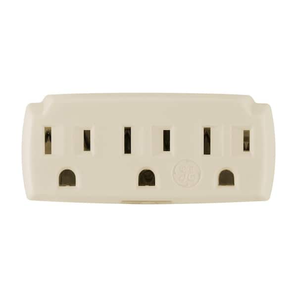 GE 15 Amp 125-Volt AC Grounding 3-Outlet Adapter, Almond