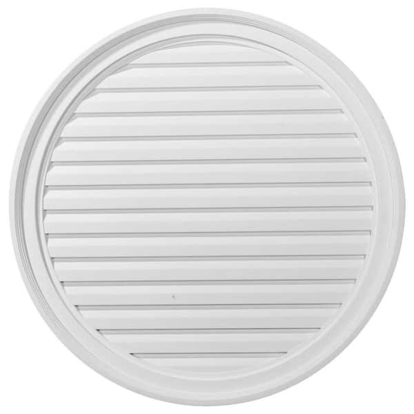 Ekena Millwork 30 in. x 30 in. Round Primed Polyurethane Paintable Gable Louver Vent Non-Functional