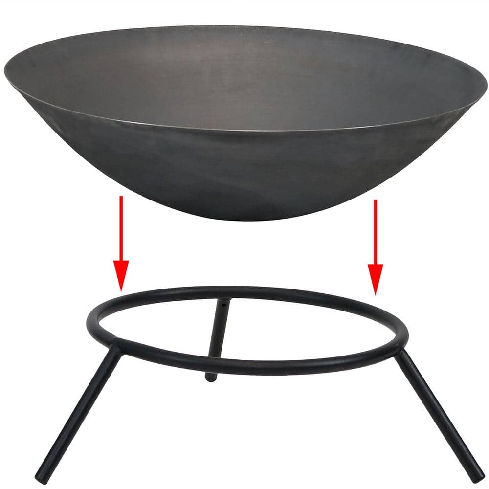 22-Inch Gray Cast Iron Wood-Burning Fire Pit with Stand