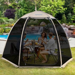 10 ft. x 10 ft. Beige Instant Pop Up Screen House Room Camping Tent, Canopy Tent, Mesh Walls, Not Waterproof