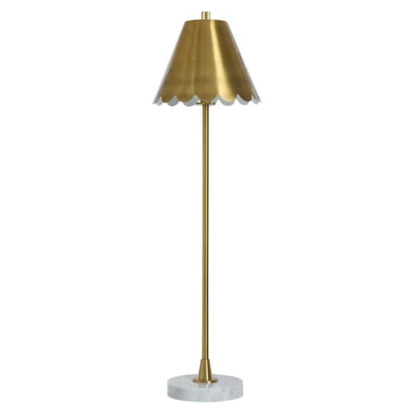 Daphne 36 in. Polished Brass Table Lamp with Brass Metal Shade
