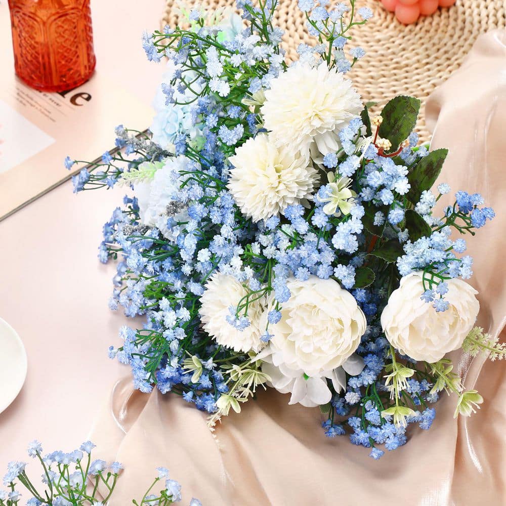 20.5 in. Blue Outdoor Artificial Flower for Decoration (Set of 30)