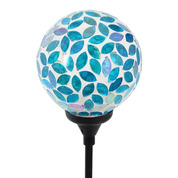 Exhart Solar Mosaic Ball 2.79 Ft. Blue Plastic Garden Stake 19597-rs 