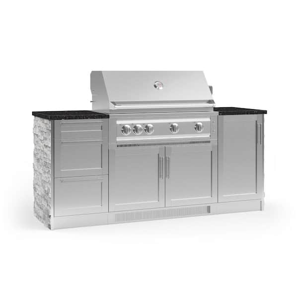 NewAge Products Signature Series 79.16 in. x 25.5 in. x 51 in. 6-Piece Outdoor Kitchen Cabinet Set with Liquid Propane 40 in. Gas Grill