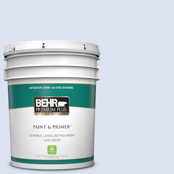 BEHR PREMIUM PLUS 5 gal. #P540-1 Vaguely Violet Semi-Gloss Enamel Low Odor Interior Paint & Primer