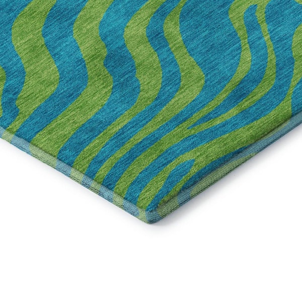 Mayfield Premium Machine Washable Abstract AMF1043 Teal 5 ft. x 7 ft. 6 in. Area Rug