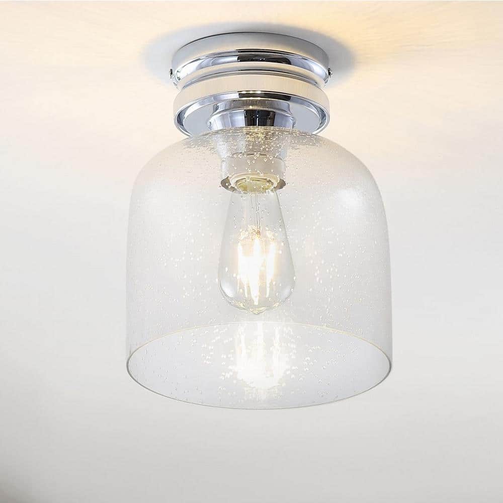 Domenic 7.75" Chrome Glass LED Flush Mount Light
