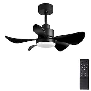 28 in. 5 Reversible Blades 6 Speeds Matt Black Integrated LED Indoor Ceiling Fan with Dimmable Light, Remote Control