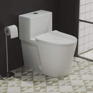 Arles 1-piece 1.1/1.6 GPF Dual Flush Elongated Toilet in Glossy White, Seat Included