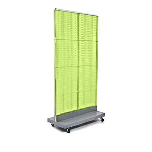 60 in. H x 32 in. W 2-Sided Double Pegboard Floor Display On Wheeled Base in Green