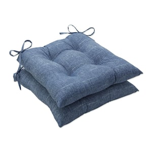 Solid 19 in. x 18.5 in. Outdoor Dining Chair Cushion in Blue (Set of 2)