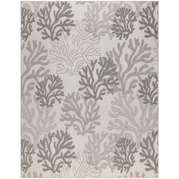 Nourison Garden Oasis Grey 9 ft. x 12 ft. Nature-inspired Contemporary Area Rug