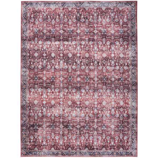 Nourison Machine Washable Brilliance Brick/Ivory 5 ft. x 7 ft. Floral Traditional Area Rug