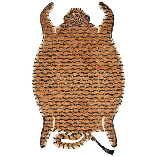 Loloi Justina Blakeney Feroz Tangerine 4 ft. x 6 ft. Animal Print 100% Wool Pile Area Rug
