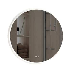 Anky 20 in. W x 20 in. H Round Frameless Wall Mount LED Bathroom Vanity Mirror, Adjustable Brightness and Temperature