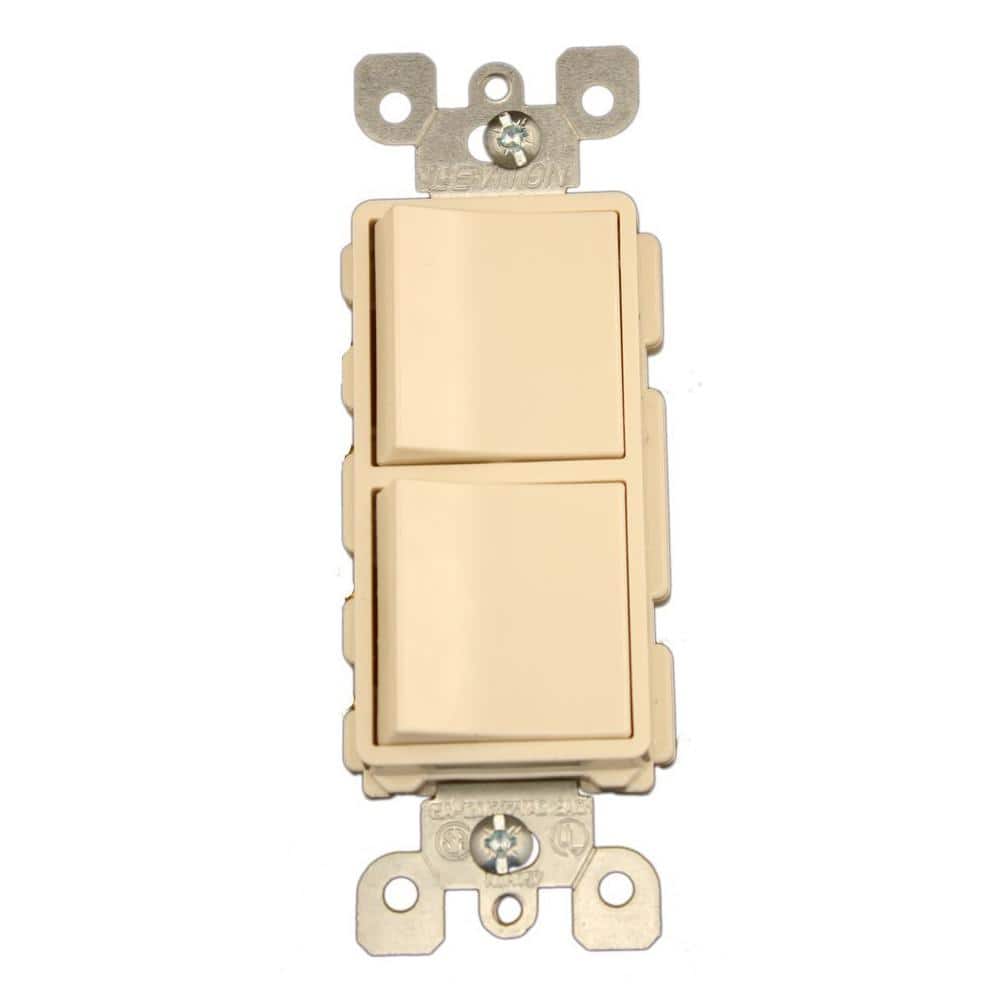 Leviton 15 Amp Decora Commercial Grade Combination Two 3-Way Rocker Switches,  Light Almond 5643-T  Leviton Decora 3 Way Switch Wiring Diagram 5643    The Home Depot