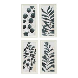 4- Panel Leaf Framed Wall Art with White Frame 21 in. x 10 in.