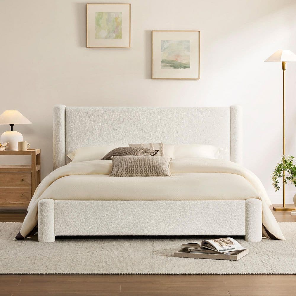 Spruce & Spring Nora White Rubberwood Frame Full Platform Bed with