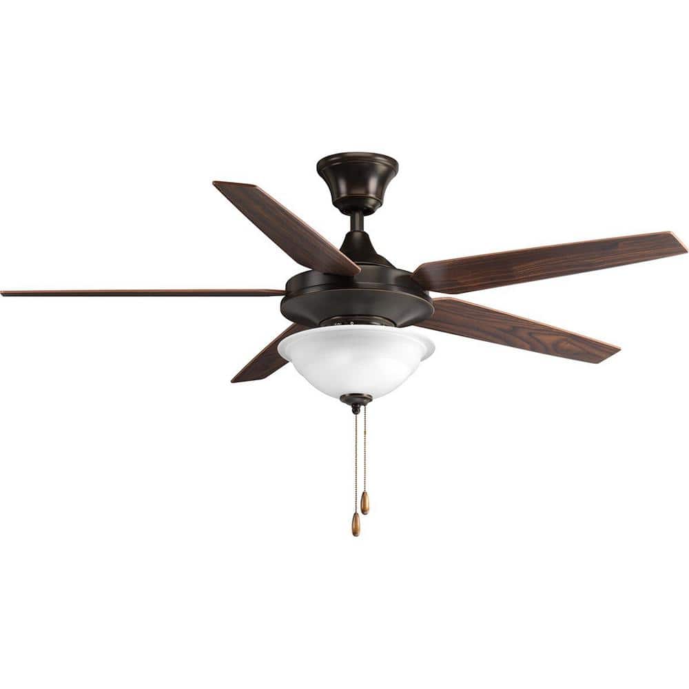 54" Antique Bronze Ceiling Fan with Reversible Wood Blades