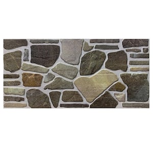 4/5 in. x 3-1/4 ft. x 1-3/5 ft. Black Green Beige Multi-Colored Faux Stone Styrofoam 3D Decorative Wall Paneling 5-Pack