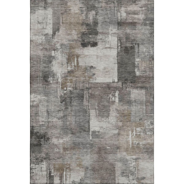 Mayfield Premium Machine Washable Abstract AMF2069 Pewter 9 ft. x 12 ft. Area Rug