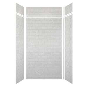 Saramar 48 in. W x 96 in. H x 36 in. D 6-Piece Glue to Wall Alcove Shower Wall Kit with Extension in Lunar