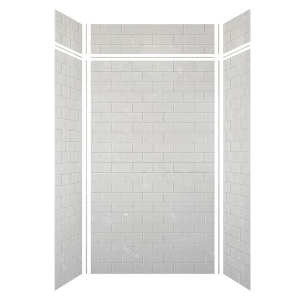 Transolid Saramar 48 in. W x 96 in. H x 36 in. D 6-Piece Glue to Wall Alcove Shower Wall Kit with Extension in Lunar