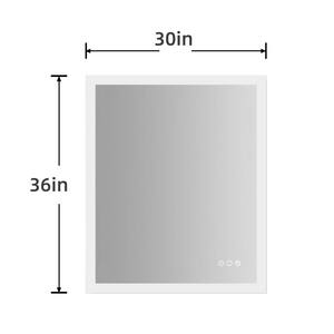 30 in. W x 36 in. H Rectangular Frameless Modern LED Anti-Fog Wall Mounted Bathroom Vanity Mirror