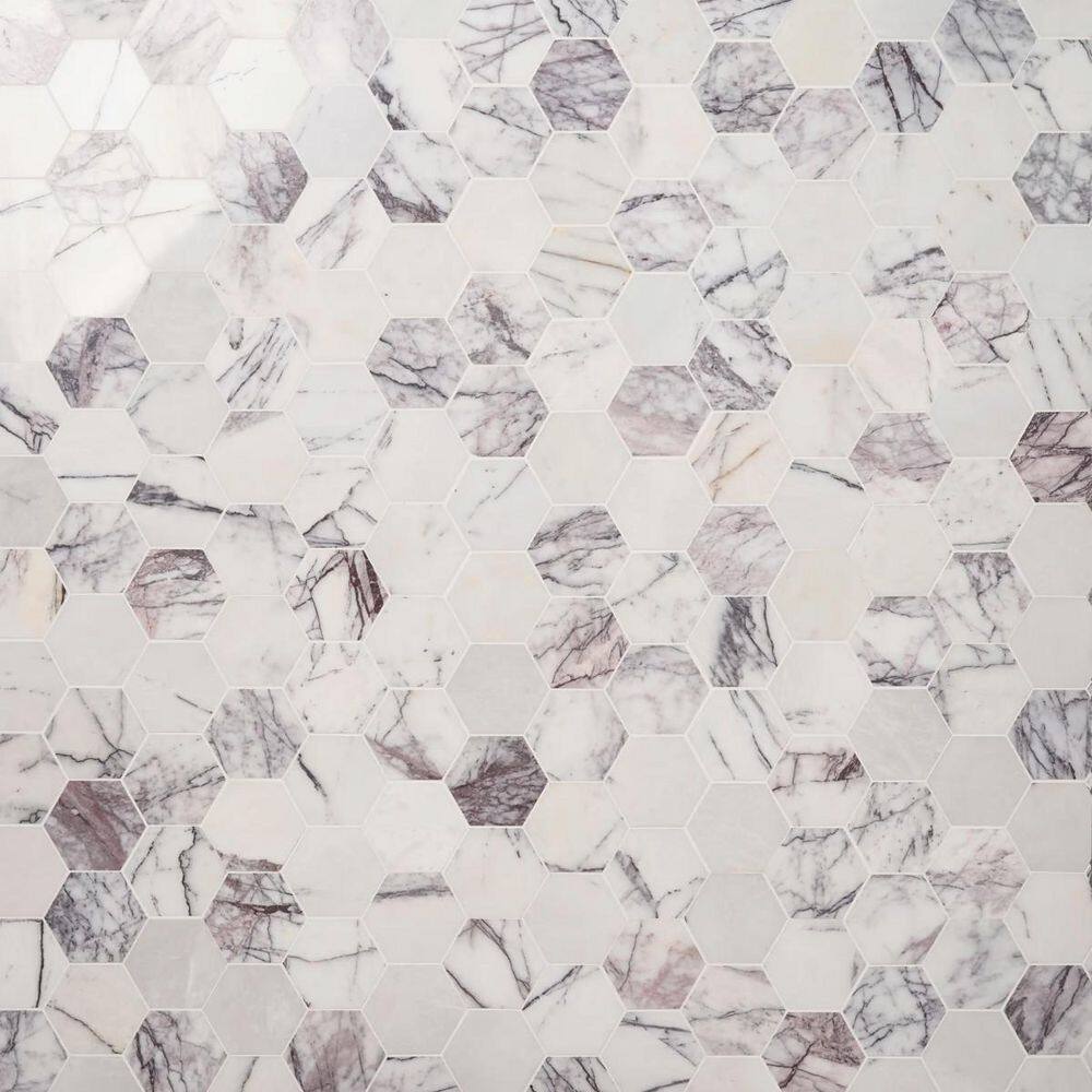 Etherea Lilac 12 in. x 12 in. Hexagon Polished Marble Mosaic Floor and Wall Tile (1 Sq. Ft. / Sheet) price history on PriceWatchPro