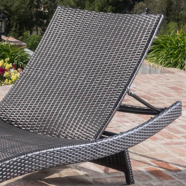 Salem Multi-Brown 3-Piece Faux Rattan Outdoor Chaise Lounge