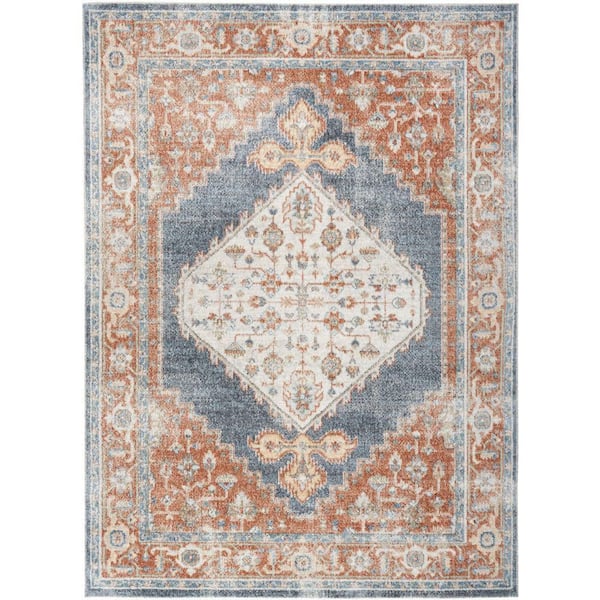 Astra Machine Washable Denim Multi 9 ft. x 12 ft. Vintage Persian Area Rug