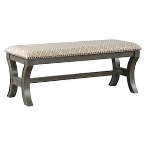 Monaco 48 in. Bedroom Bench in Grey Geo Fabric with Antique Grey Base