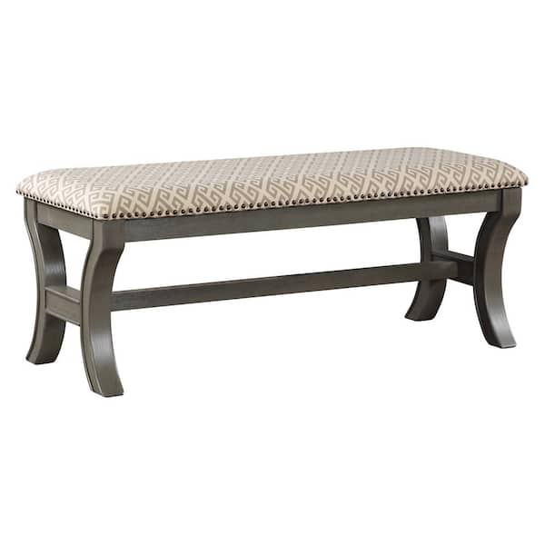 OSP Home Furnishings Monaco 48 in. Bedroom Bench in Grey Geo Fabric with Antique Grey Base