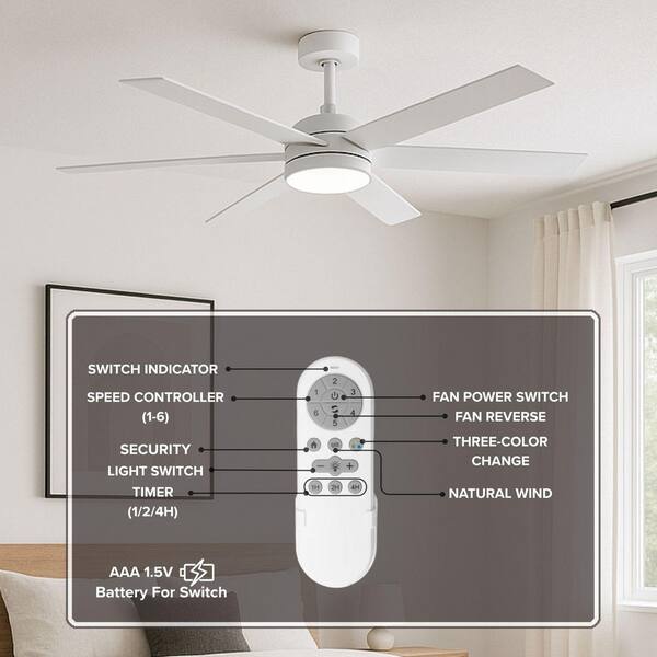 SkyFan Cassiopeia 60 in. 6-Blade Color Changing LED White Plug & Play Ceiling Fan