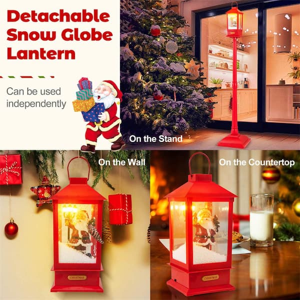 Costway 61 in. Red Christmas Street Lamp with Detachable Snow