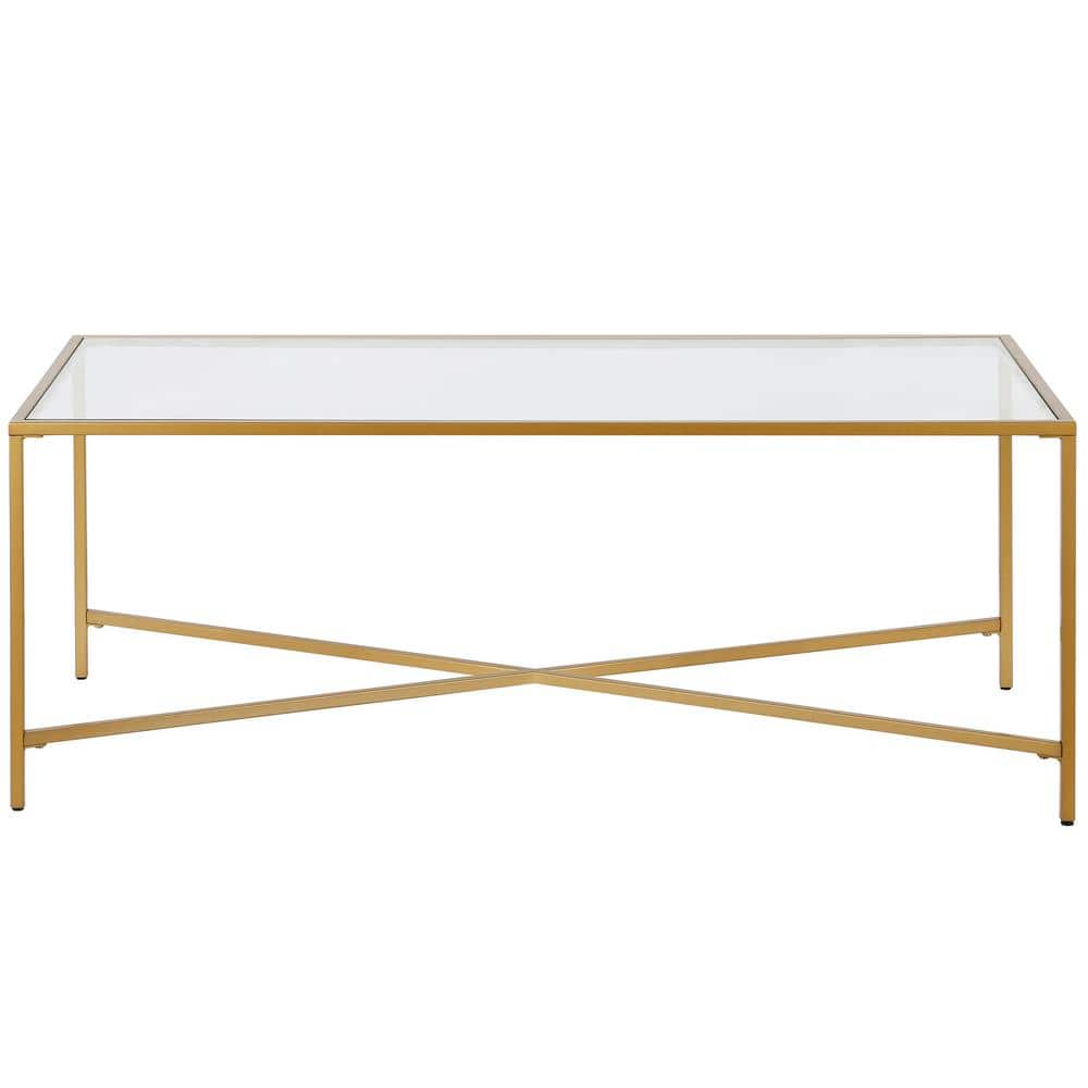 Henley Rectangular Brass Finish Coffee Table with Glass Top