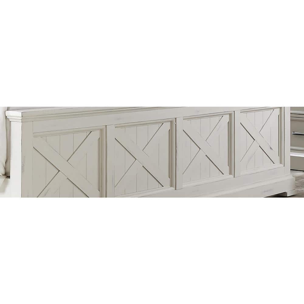 Seaside Lodge Off-White King Bed with Nightstand and Chest